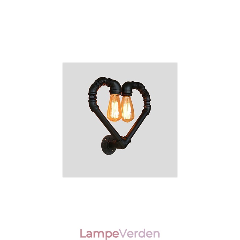 Vintage vandrør Kærligt hjerte Kreativ væglamper Industriel stue Restaurant Barer Cafe dekoration Væglamper