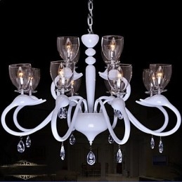 Europæisk stil Crystal Droplight Individuality Creative Swan 12 lys lysekrone