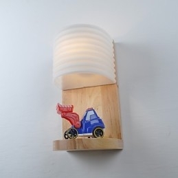 Enkel væglampe Sengebordslampe med glasskærm og massivt træ til kommode i soveværelset Stue Babyværelse College sovesal Sofabord Bogreoler