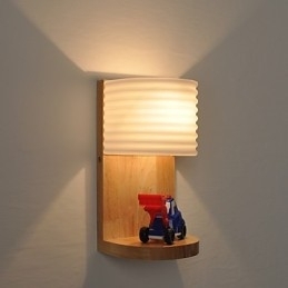 Enkel væglampe Sengebordslampe med glasskærm og massivt træ til kommode i soveværelset Stue Babyværelse College sovesal Sofabord Bogreoler