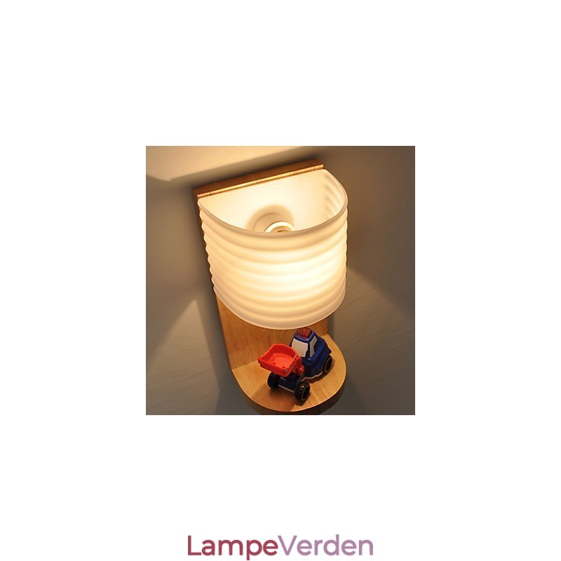 Enkel væglampe Sengebordslampe med glasskærm og massivt træ til kommode i soveværelset Stue Babyværelse College sovesal Sofabord Bogreoler