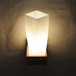 Enkel væglampe Sengebordslampe med glasskærm og massivt træ til kommode i soveværelset Stue Babyværelse College sovesal Sofabord Bogreoler