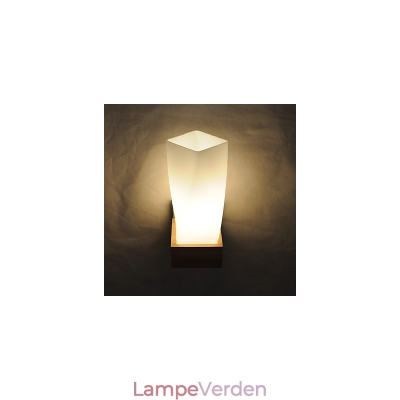 Enkel væglampe Sengebordslampe med glasskærm og massivt træ til kommode i soveværelset Stue Babyværelse College sovesal Sofabord Bogreoler