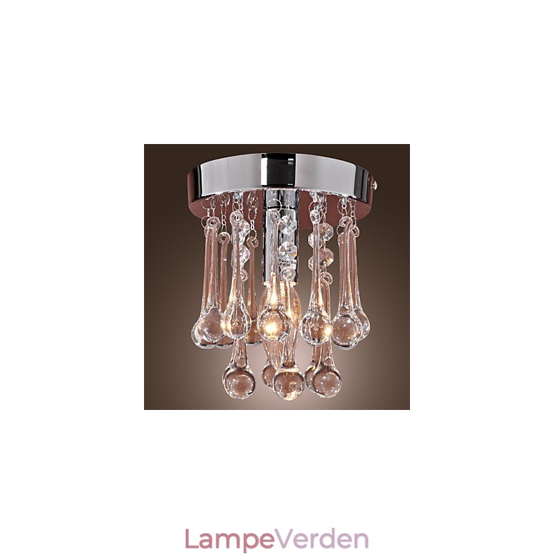 Moderne moderne krystal Mini-stil Chrome Flush Mount
