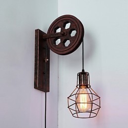 Industriel Retro Iron Væglampe Creative Personality Lift Pulley Væglampe