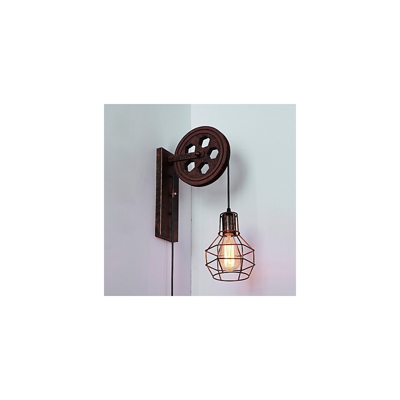 Industriel Retro Iron Væglampe Creative Personality Lift Pulley Væglampe