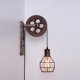 Industriel Retro Iron Væglampe Creative Personality Lift Pulley Væglampe