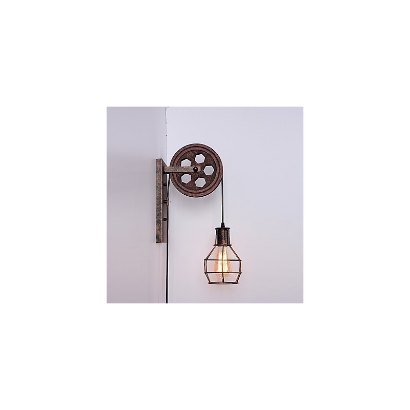Industriel Retro Iron Væglampe Creative Personality Lift Pulley Væglampe