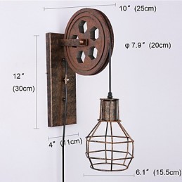 Industriel Retro Iron Væglampe Creative Personality Lift Pulley Væglampe