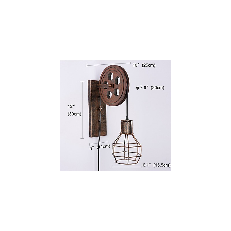 Industriel Retro Iron Væglampe Creative Personality Lift Pulley Væglampe
