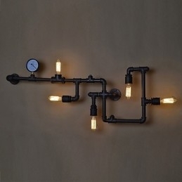 Loft Industrielle Væglamper Antikke Edison Væglamper med Pærer Vintage Pipe Væglampe til Stuebelysning