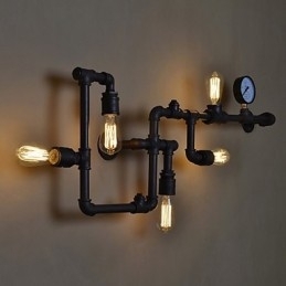 Loft Industrielle Væglamper Antikke Edison Væglamper med Pærer Vintage Pipe Væglampe til Stuebelysning