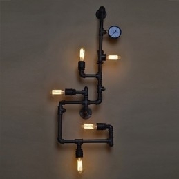 Loft Industrielle Væglamper Antikke Edison Væglamper med Pærer Vintage Pipe Væglampe til Stuebelysning
