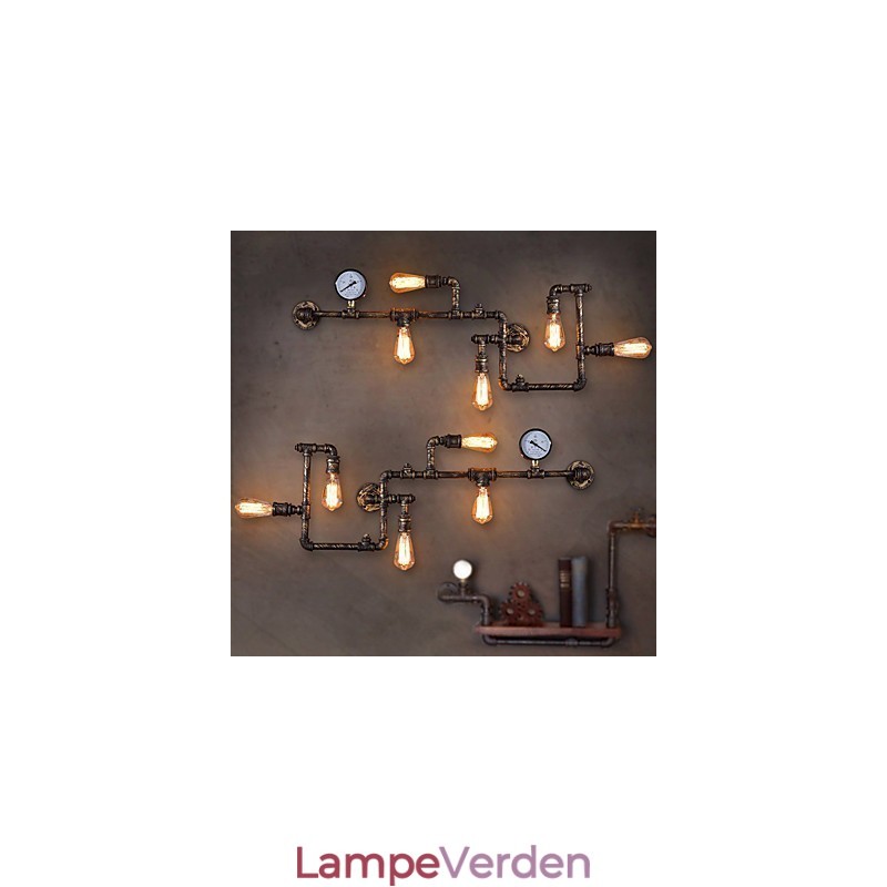Loft Industrielle Væglamper Antikke Edison Væglamper med Pærer Vintage Pipe Væglampe til Stuebelysning