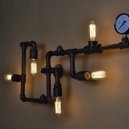 Loft Industrielle Væglamper Antikke Edison Væglamper med Pærer Vintage Pipe Væglampe til Stuebelysning