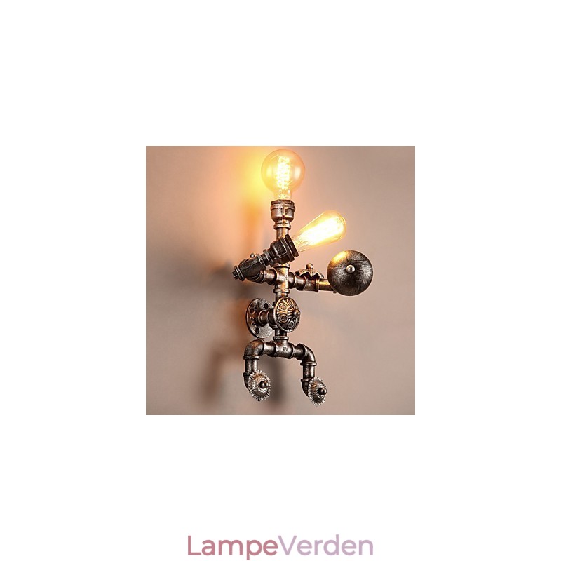 Loft Vandrør Væglamper Retro Industriel Stil Kreativ Robot Design Metal Restaurant Cafe Barer Bar Bord Væglamper