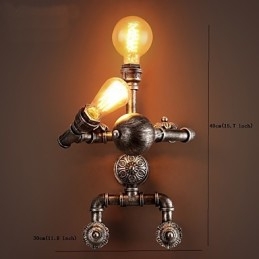 Loft Vandrør Væglamper Retro Industriel Stil Kreativ Robot Design Metal Restaurant Cafe Barer Bar Bord Væglamper