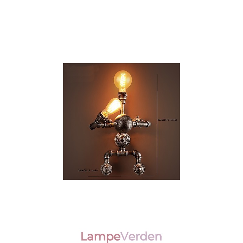 Loft Vandrør Væglamper Retro Industriel Stil Kreativ Robot Design Metal Restaurant Cafe Barer Bar Bord Væglamper
