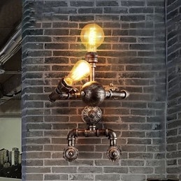 Loft Vandrør Væglamper Retro Industriel Stil Kreativ Robot Design Metal Restaurant Cafe Barer Bar Bord Væglamper