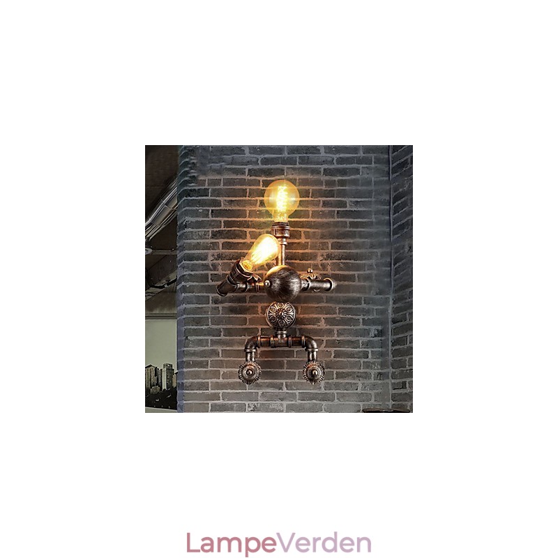 Loft Vandrør Væglamper Retro Industriel Stil Kreativ Robot Design Metal Restaurant Cafe Barer Bar Bord Væglamper
