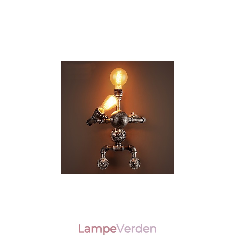 Loft Vandrør Væglamper Retro Industriel Stil Kreativ Robot Design Metal Restaurant Cafe Barer Bar Bord Væglamper
