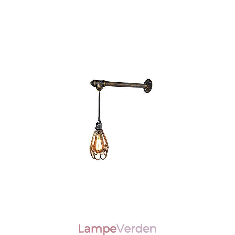 Loft vintage vægsconce lampe restaurant cafe korridor bar Iron Cage væglampe industri Jernrørsbelysning
