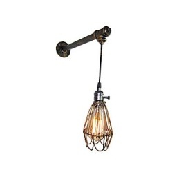 Loft vintage vægsconce lampe restaurant cafe korridor bar Iron Cage væglampe industri Jernrørsbelysning