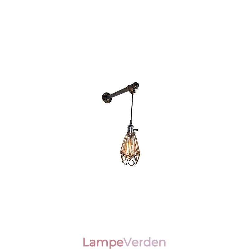 Loft vintage vægsconce lampe restaurant cafe korridor bar Iron Cage væglampe industri Jernrørsbelysning