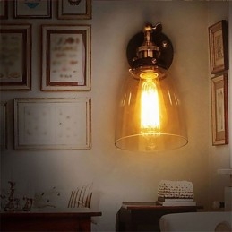 Industriel Edison Simplicity Glasvæglampe Metalbundkappe Spisestue Studieværelse Kontorgang Vægmonteringslys