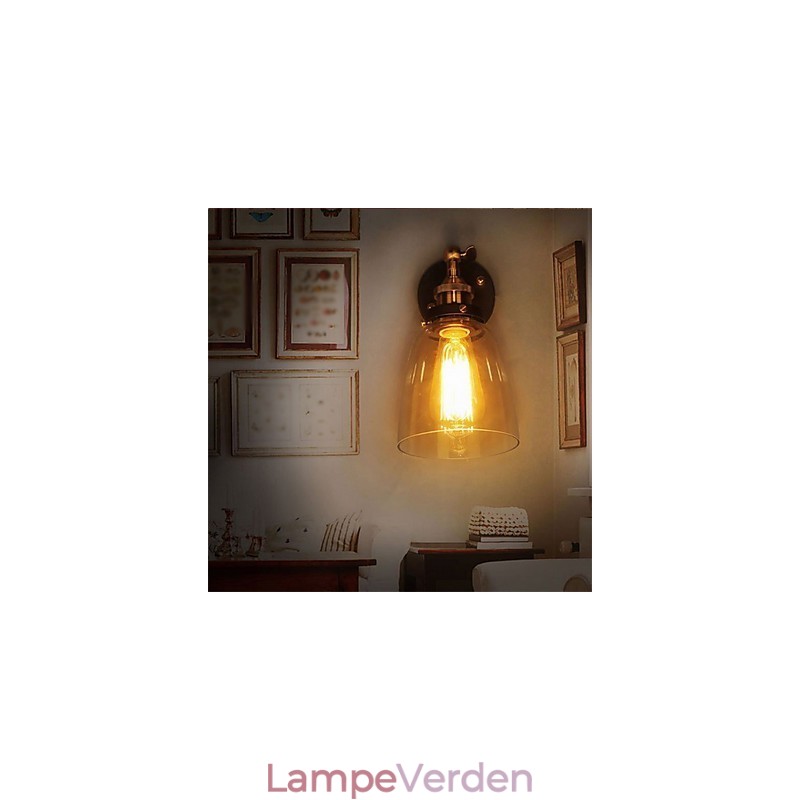 Industriel Edison Simplicity Glasvæglampe Metalbundkappe Spisestue Studieværelse Kontorgang Vægmonteringslys