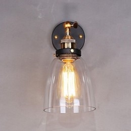 Industriel Edison Simplicity Glasvæglampe Metalbundkappe Spisestue Studieværelse Kontorgang Vægmonteringslys