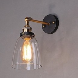 Industriel Edison Simplicity Glasvæglampe Metalbundkappe Spisestue Studieværelse Kontorgang Vægmonteringslys