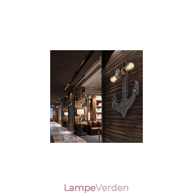 Vintage industrielle væglamper Træ Båd Anker Form Kreativ Restaurant Cafe Bar Dekoration belysning