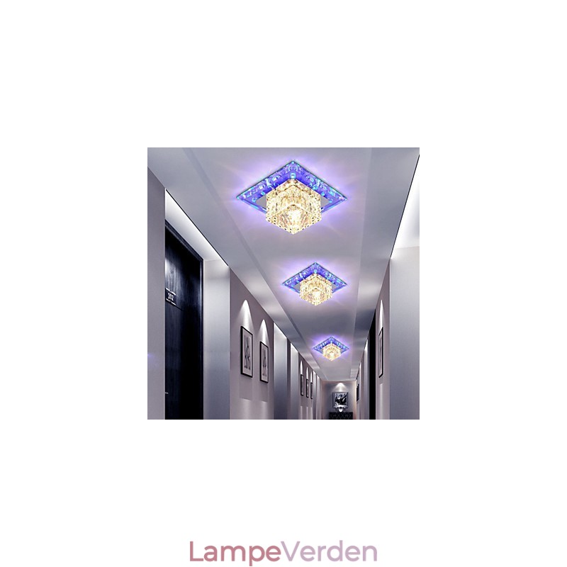 Mini Krystal Loftslampe Spotlight 3W Kreativ Lamperør Lys Farverig Farve Firkantet Kuppellys