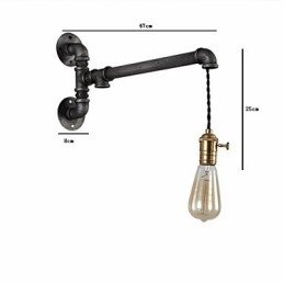 Vintage industrirør væglamper med afbryder Creative Lights Restaurant Cafe Bar Dekorationsbelysning med 1 lys malet finish
