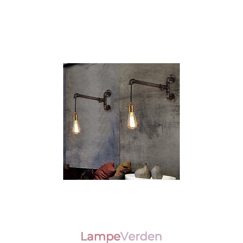 Vintage industrirør væglamper med afbryder Creative Lights Restaurant Cafe Bar Dekorationsbelysning med 1 lys malet finish