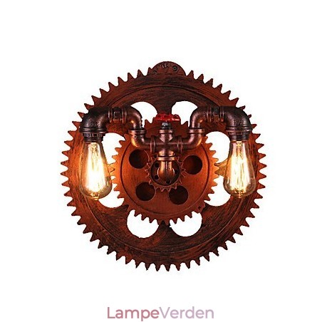 2 hoveder Vintage industrielle væglamper Træ Gear Shape Lights Restaurant Cafe Bar Dekoration Wall Sconces 2 hoveder Vintage industrielle væglamper Træ Gear Shape Lights Restaurant Cafe Bar Dekoration Wall Sconces