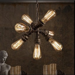 Amerikansk industri vandrør Retro stil Wind 7 Light Pendant lysekrone