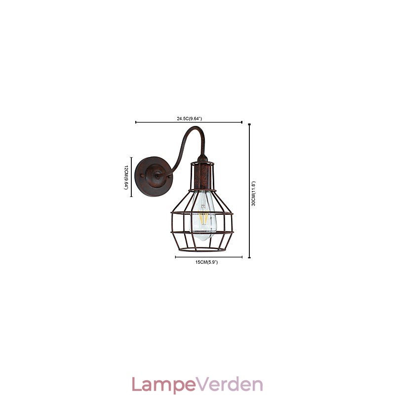Væglampe Væglamper Væg Rustfarvet Retro Væglampe