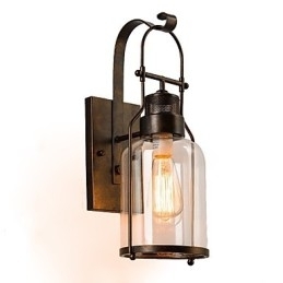 Retro industriel loftlanterne 1 lys væglampe med klart glas