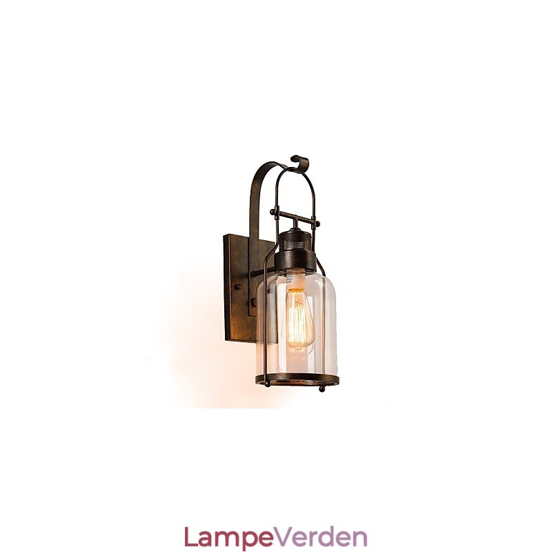 Retro industriel loftlanterne 1 lys væglampe med klart glas