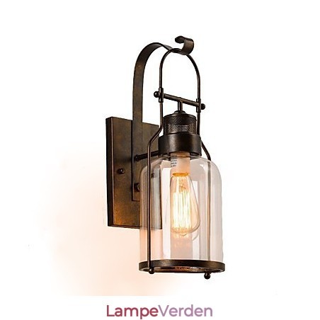 Retro industriel loftlanterne 1 lys væglampe med klart glas