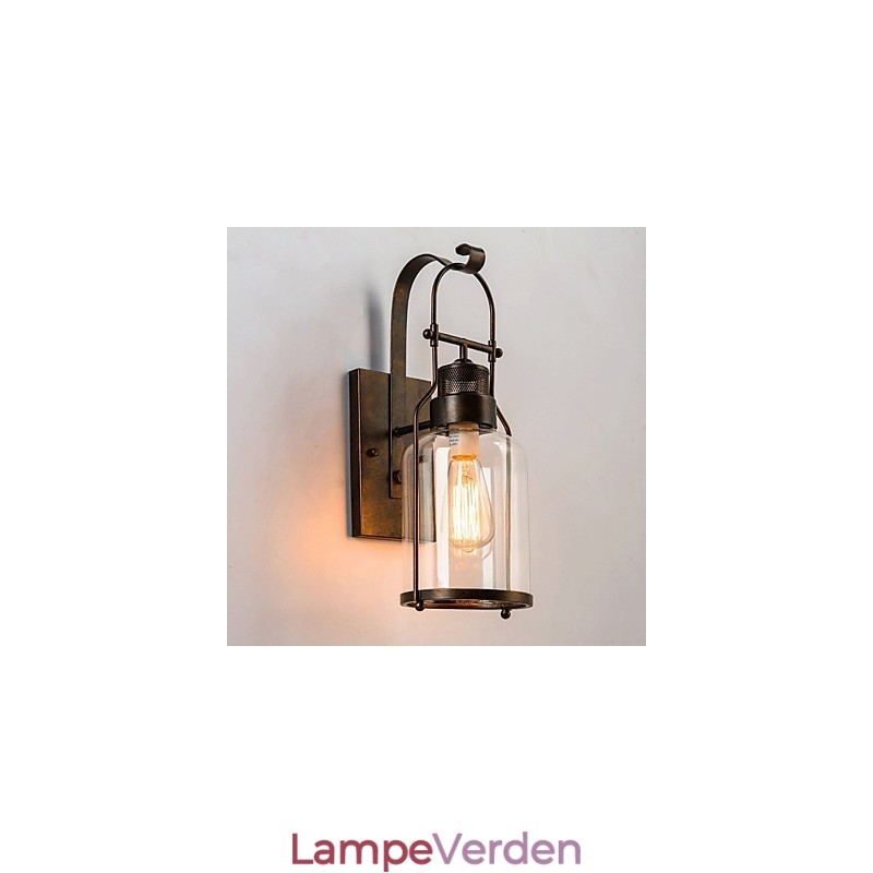 Retro industriel loftlanterne 1 lys væglampe med klart glas