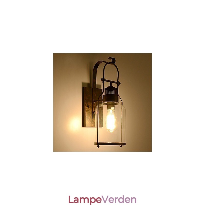 Retro industriel loftlanterne 1 lys væglampe med klart glas