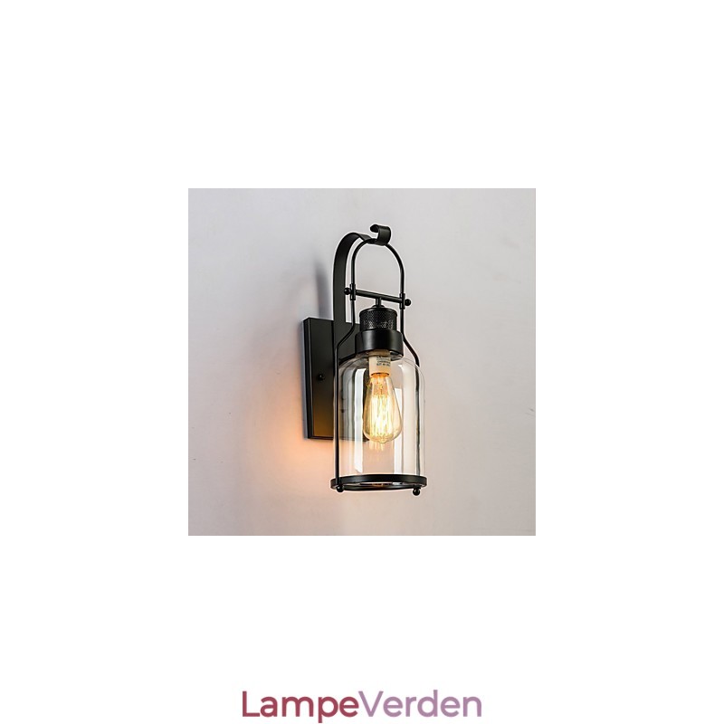Retro industriel loftlanterne 1 lys væglampe med klart glas