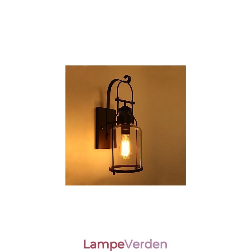 Retro industriel loftlanterne 1 lys væglampe med klart glas