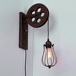 Industriel Retro Iron Væglampe Creative Personality Lift Pulley Væglampe