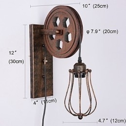 Industriel Retro Iron Væglampe Creative Personality Lift Pulley Væglampe