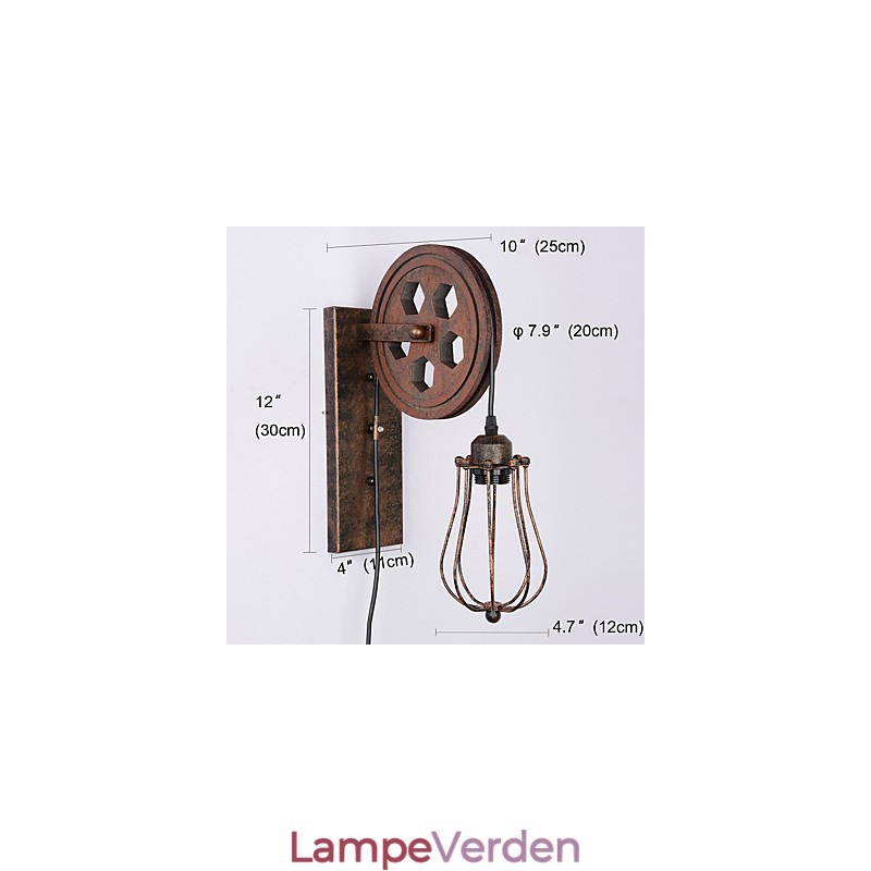 Industriel Retro Iron Væglampe Creative Personality Lift Pulley Væglampe