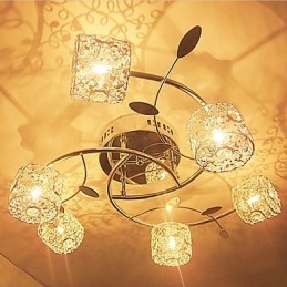 Moderne moderne krystal galvaniseret flush Mount